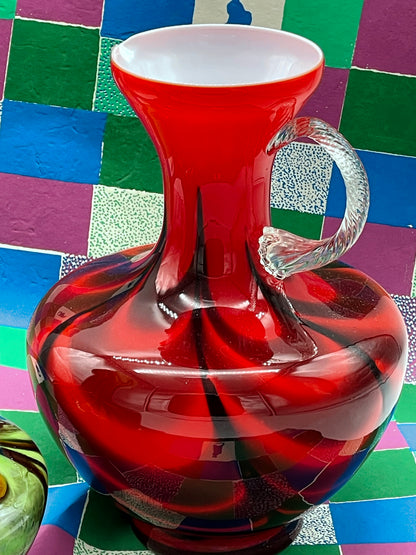 Pair of Handblown Art Glass Jugs – Murano Style "WAVES"