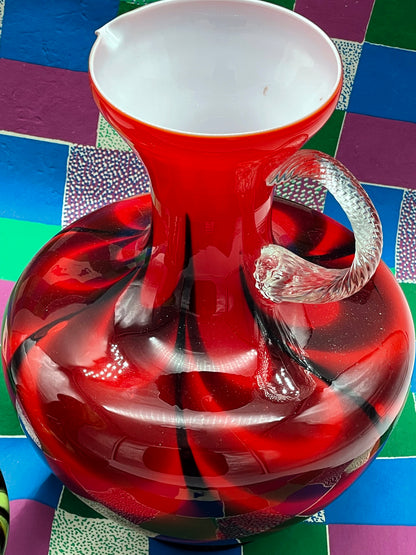 Pair of Handblown Art Glass Jugs – Murano Style "WAVES"