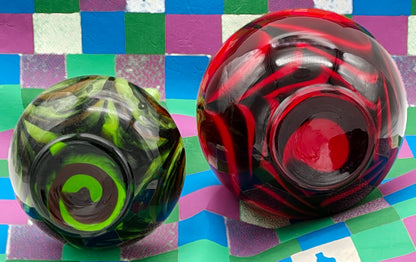 Pair of Handblown Art Glass Jugs – Murano Style "WAVES"