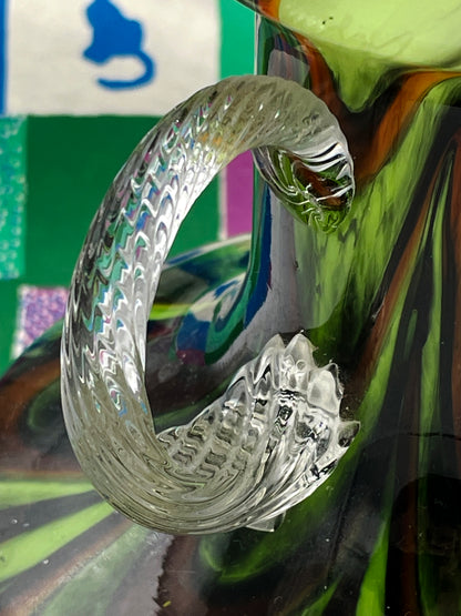 Pair of Handblown Art Glass Jugs – Murano Style "WAVES"