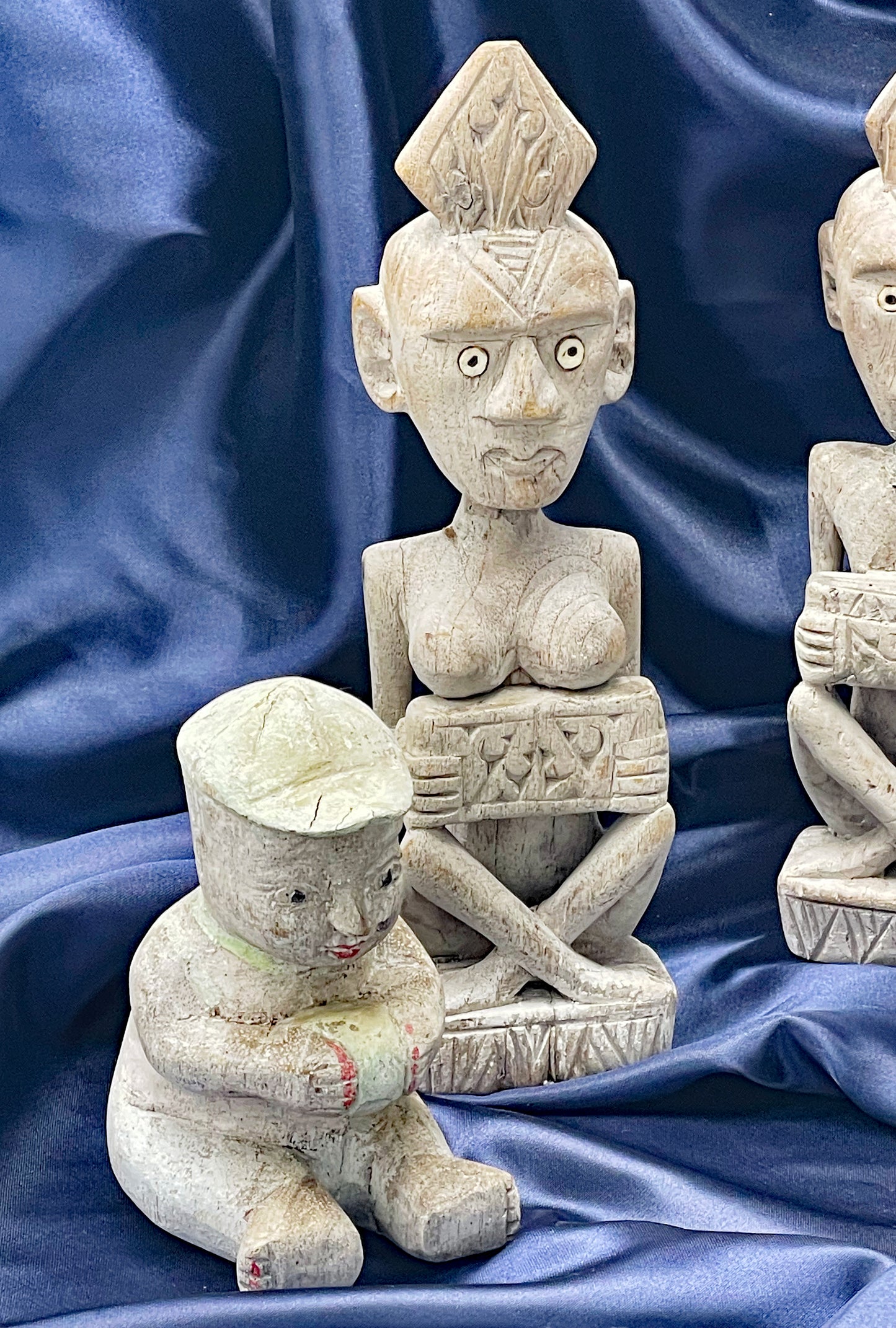 Set of Four Miniature Tribal-Inspired Figurines in Painted Stone