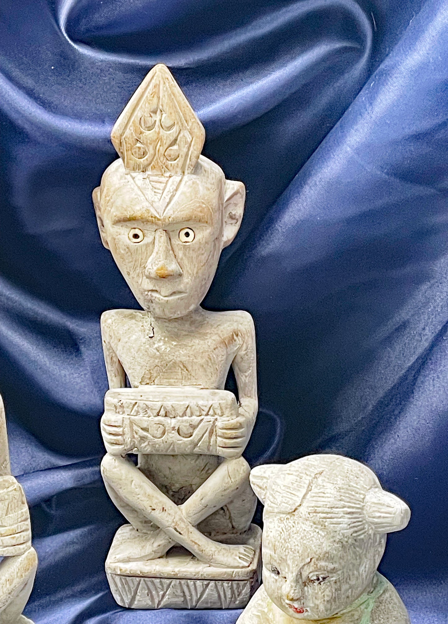 Set of Four Miniature Tribal-Inspired Figurines in Painted Stone