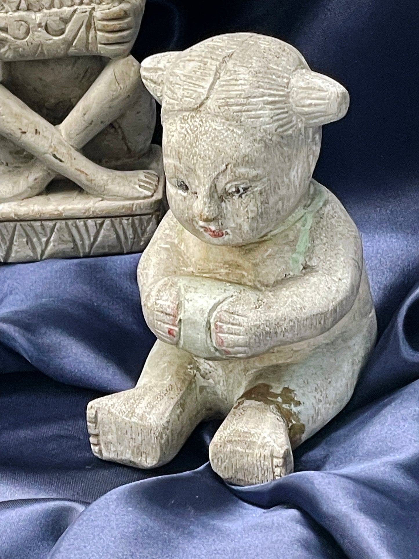 Set of Four Miniature Tribal-Inspired Figurines in Painted Stone