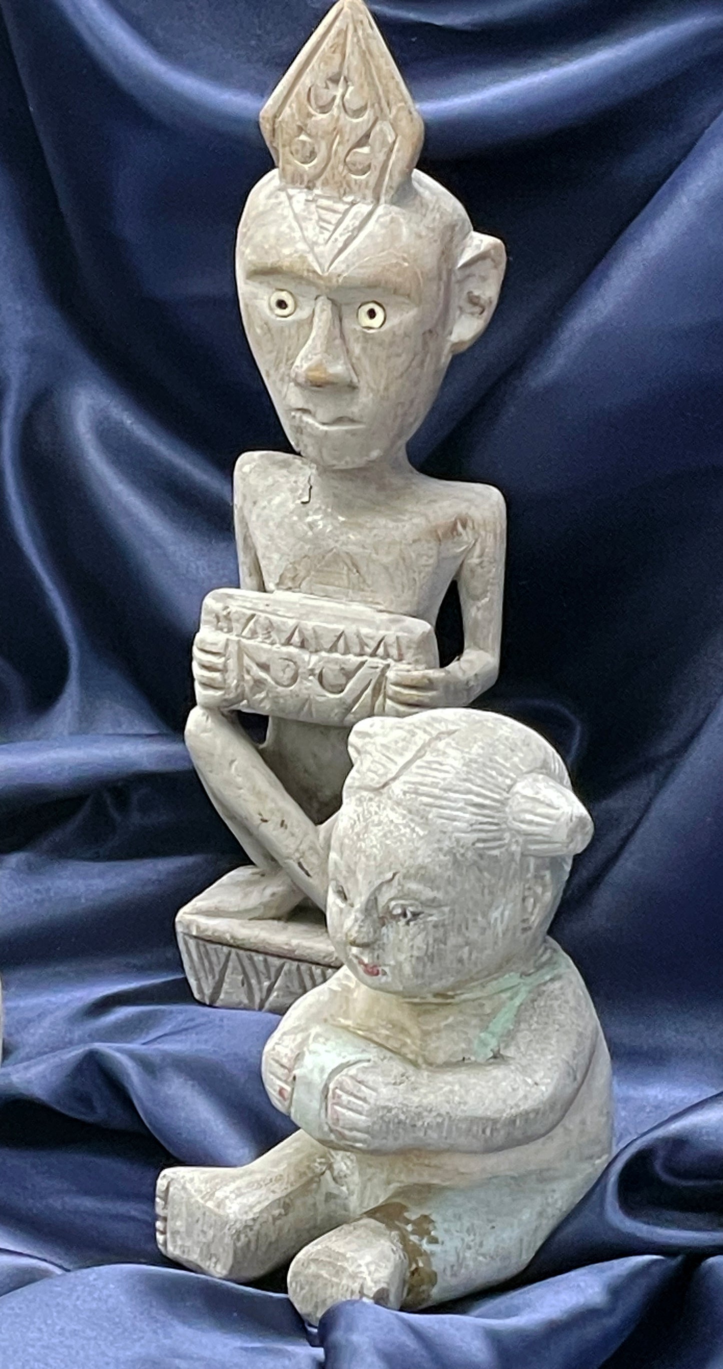 Set of Four Miniature Tribal-Inspired Figurines in Painted Stone