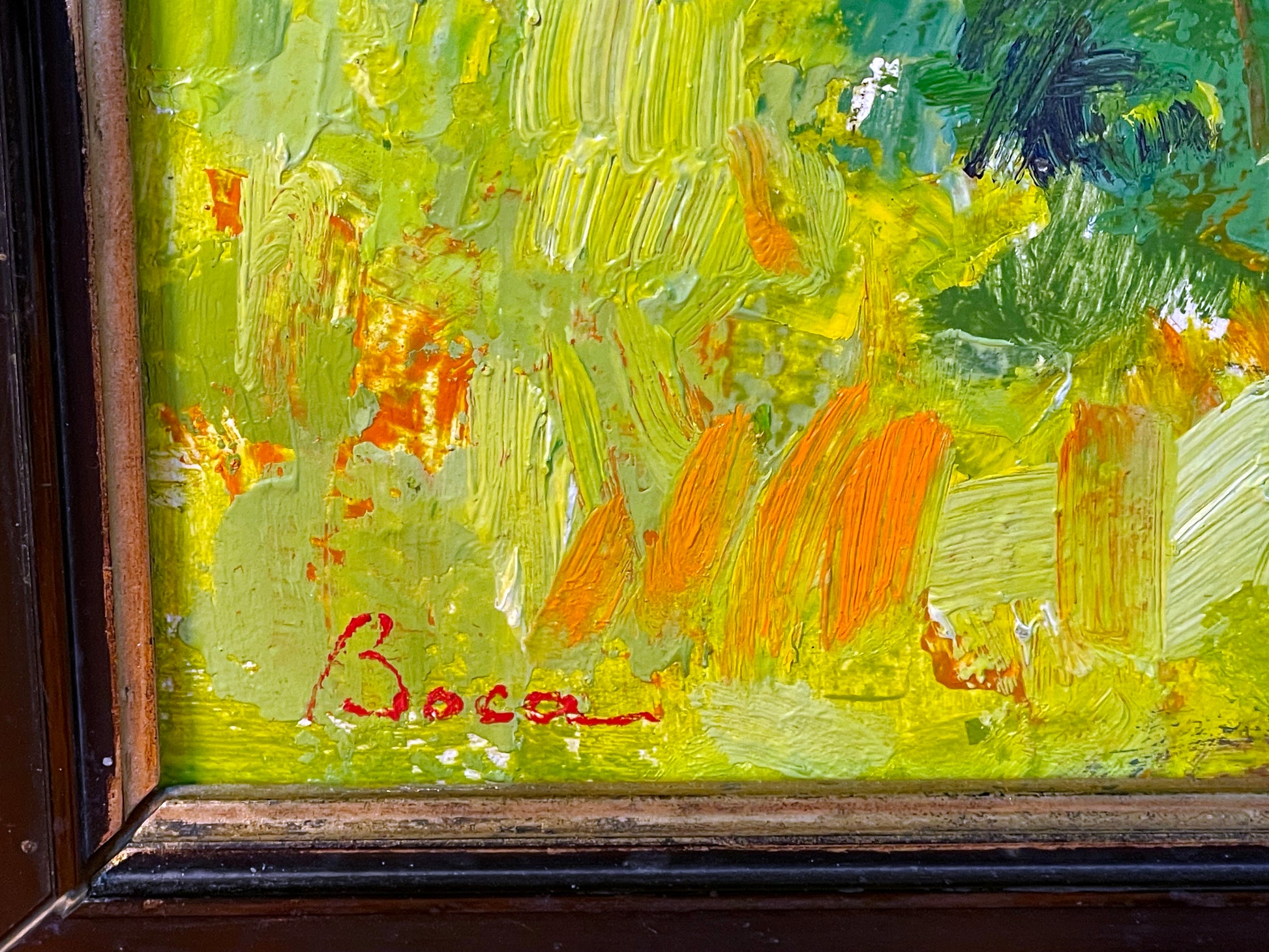 Close-up of trees and path in Boca Alee in parc oil painting