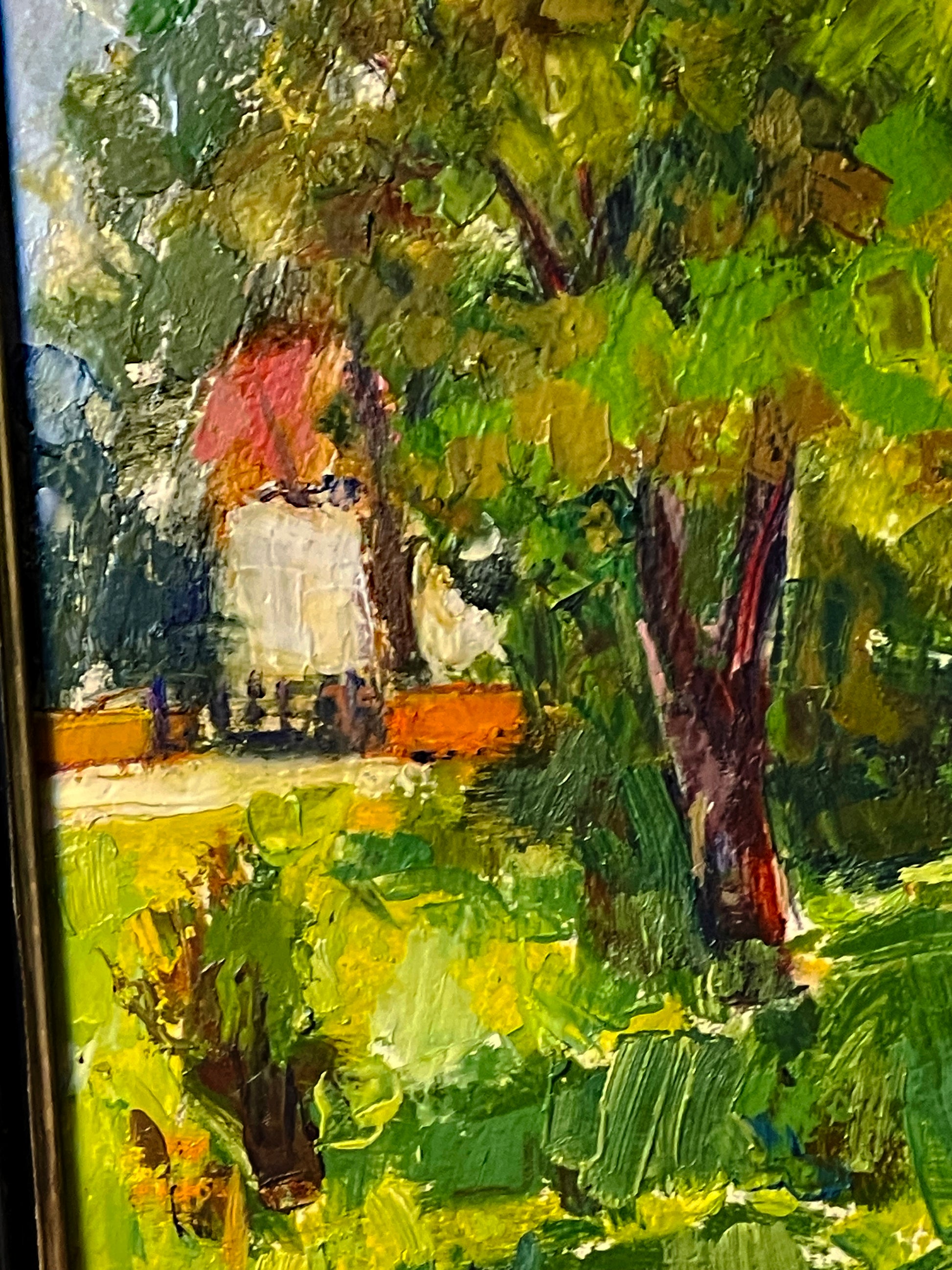 Full view of Stefan Boca Alee in parc framed oil painting