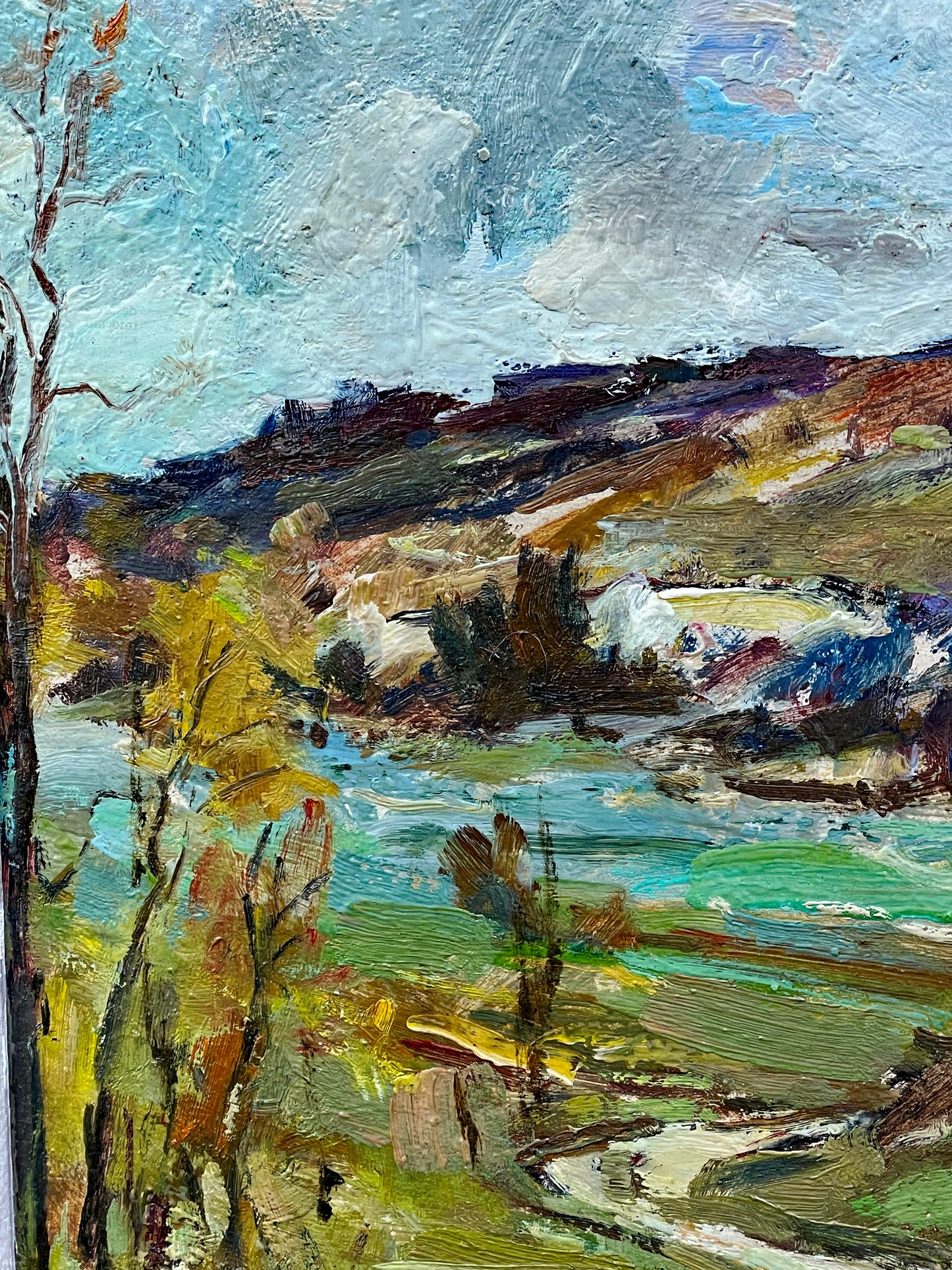 Ștefan Boca "Toamnă" Autumn Landscape Oil Painting in Antique French Frame, Signed Romanian Impressionist Art