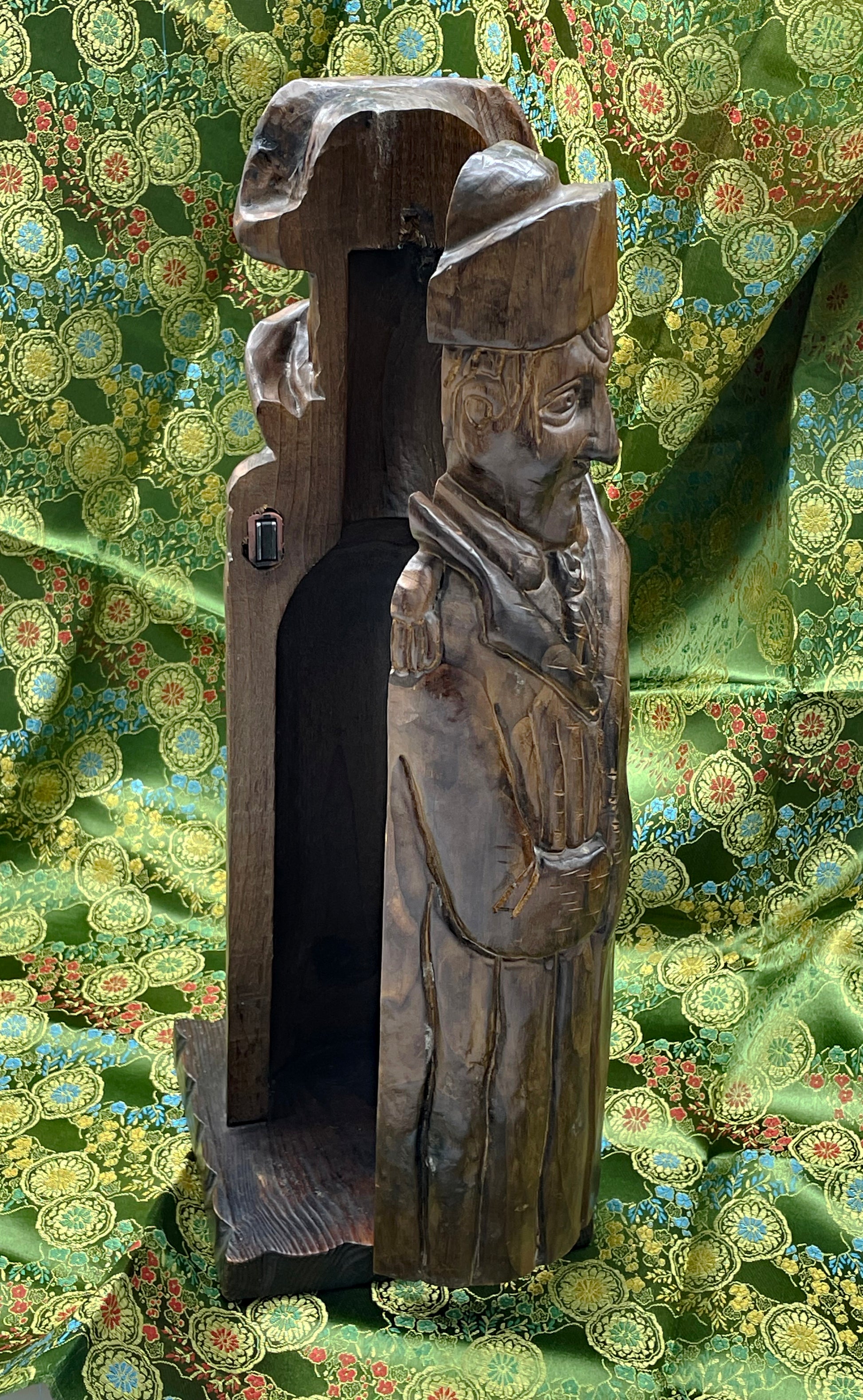 Spanish wood carving of Napoleon, dark patina detail