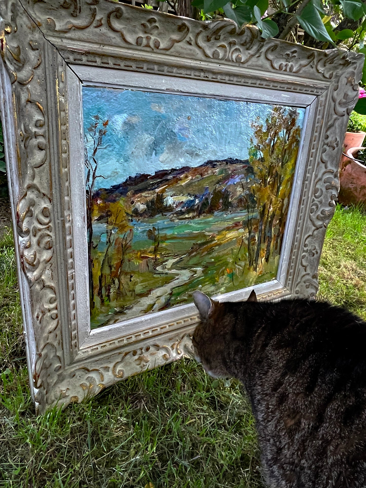 Ștefan Boca "Toamnă" Autumn Landscape Oil Painting in Antique French Frame, Signed Romanian Impressionist Art