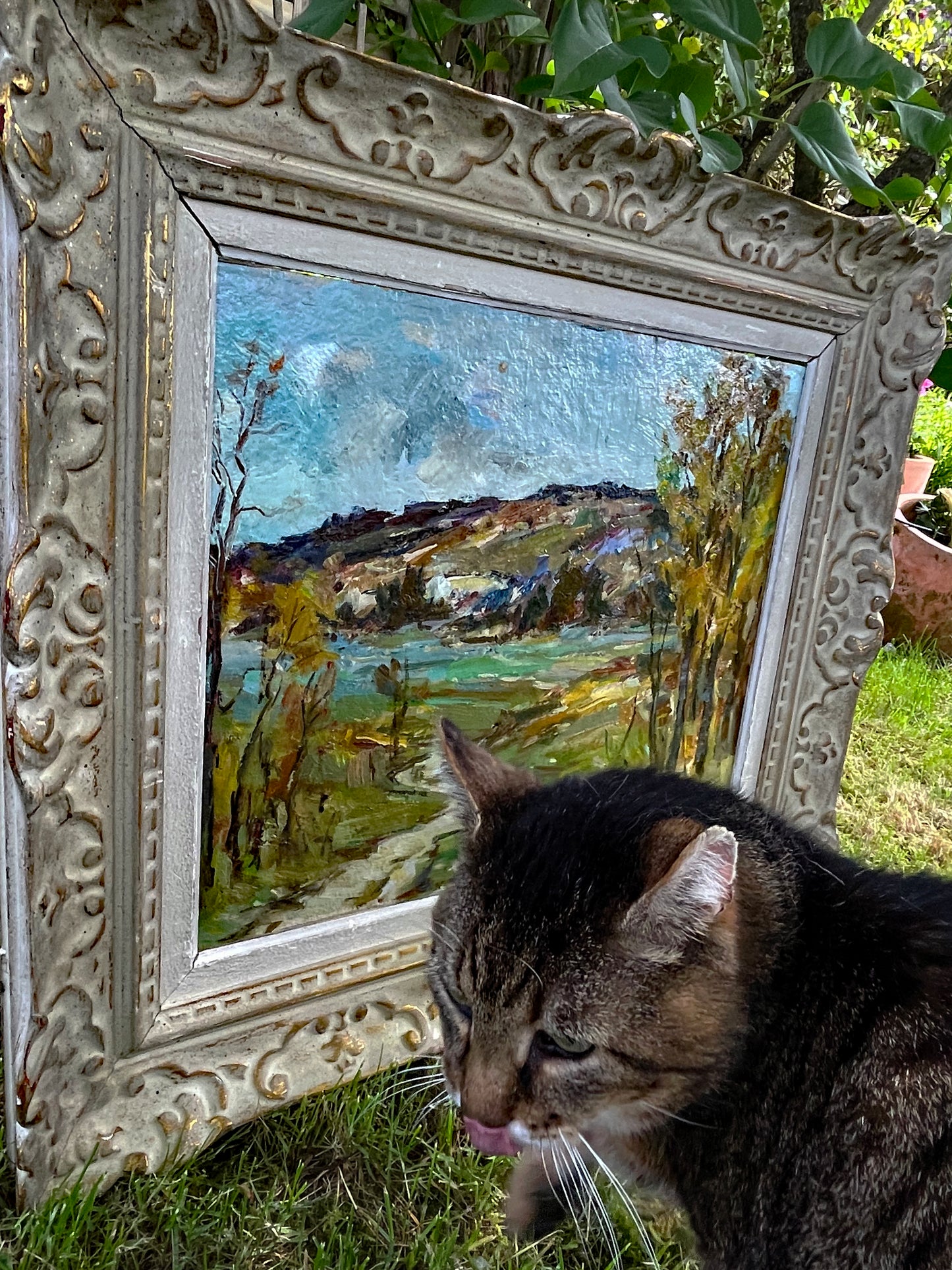 Ștefan Boca "Toamnă" Autumn Landscape Oil Painting in Antique French Frame, Signed Romanian Impressionist Art