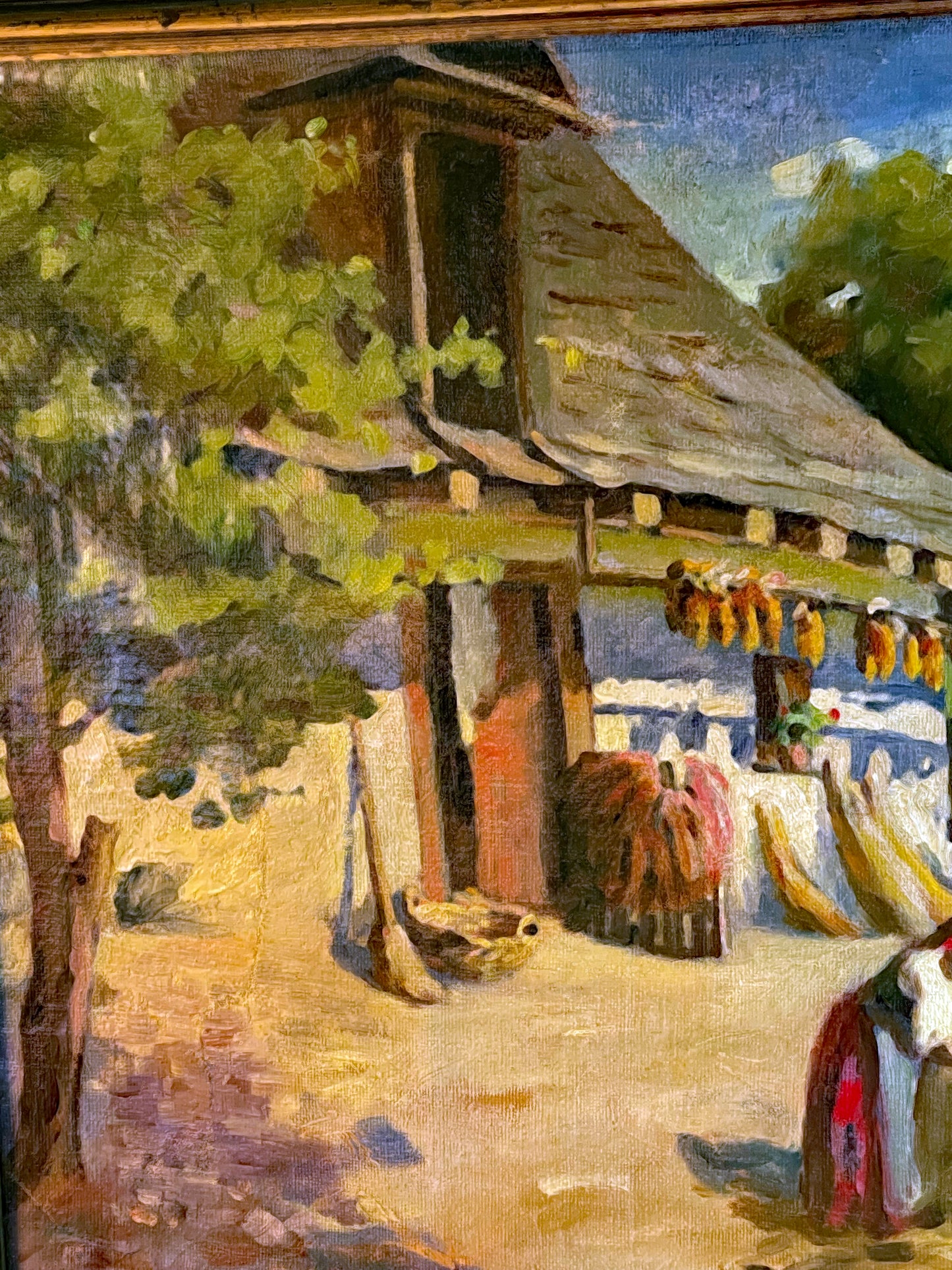 Texture detail of the oil on canvas Hungarian painting