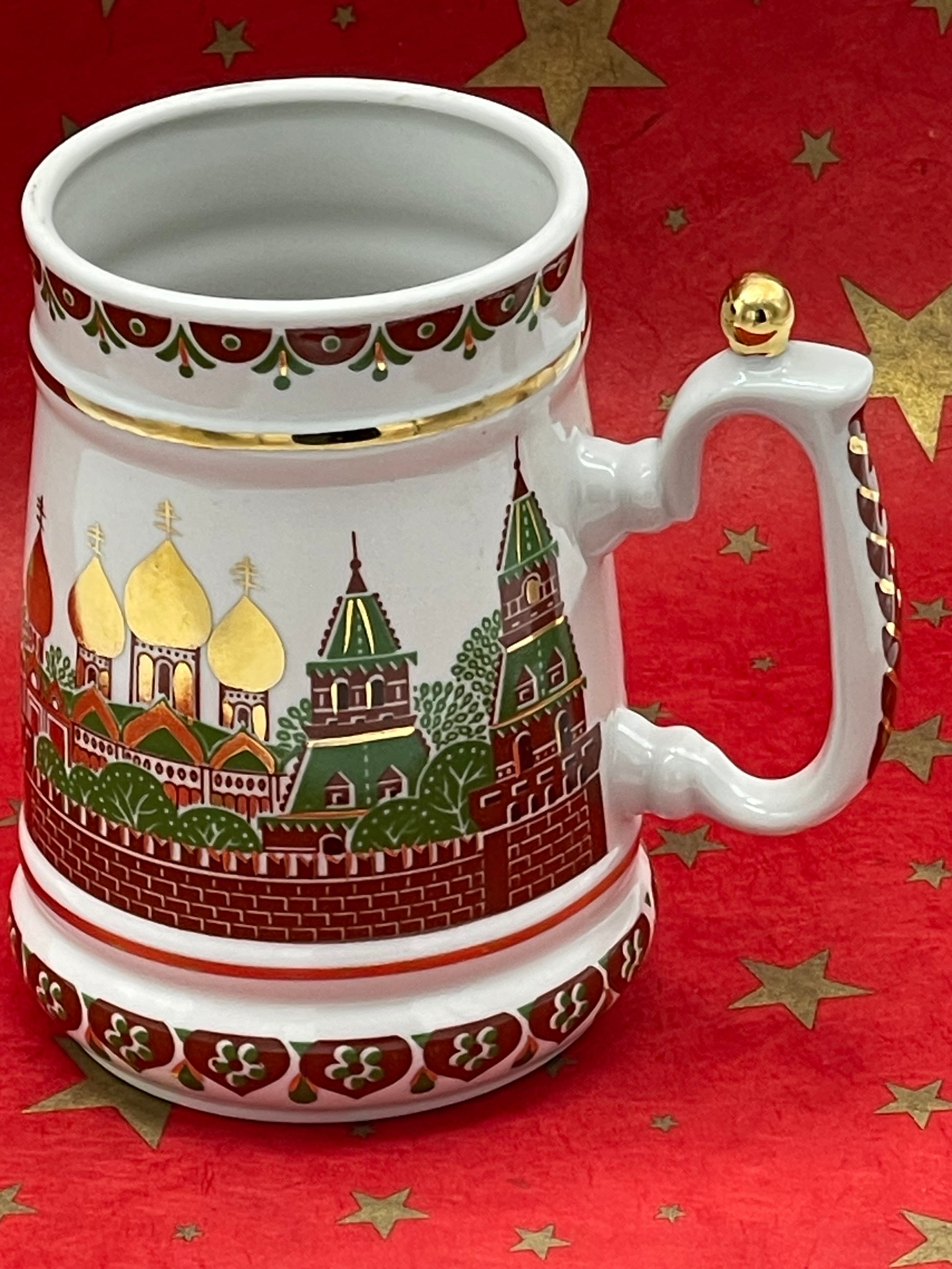 Russian beer stein handle with gilt knop