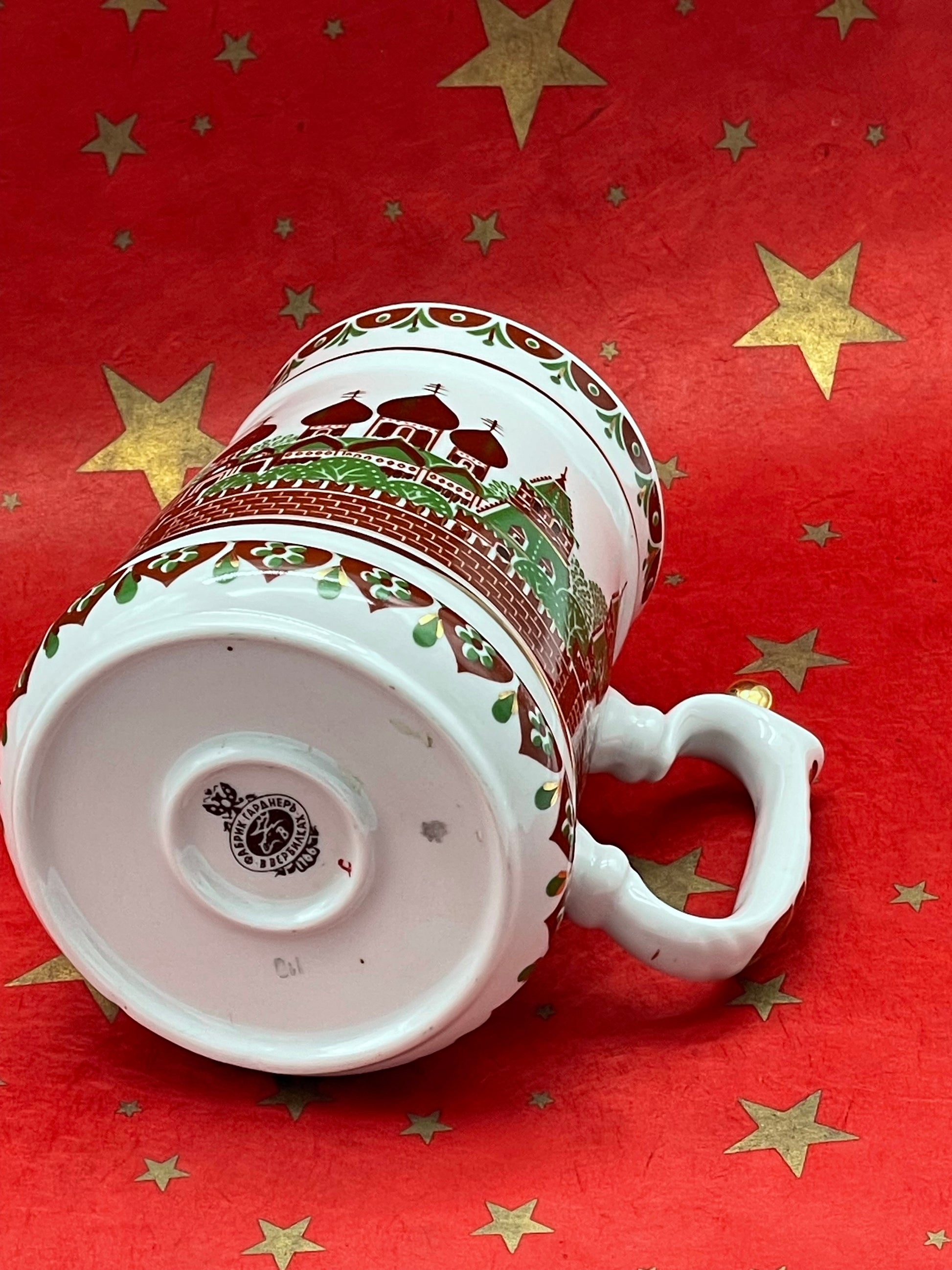 Top opening of white porcelain Russian beer stein