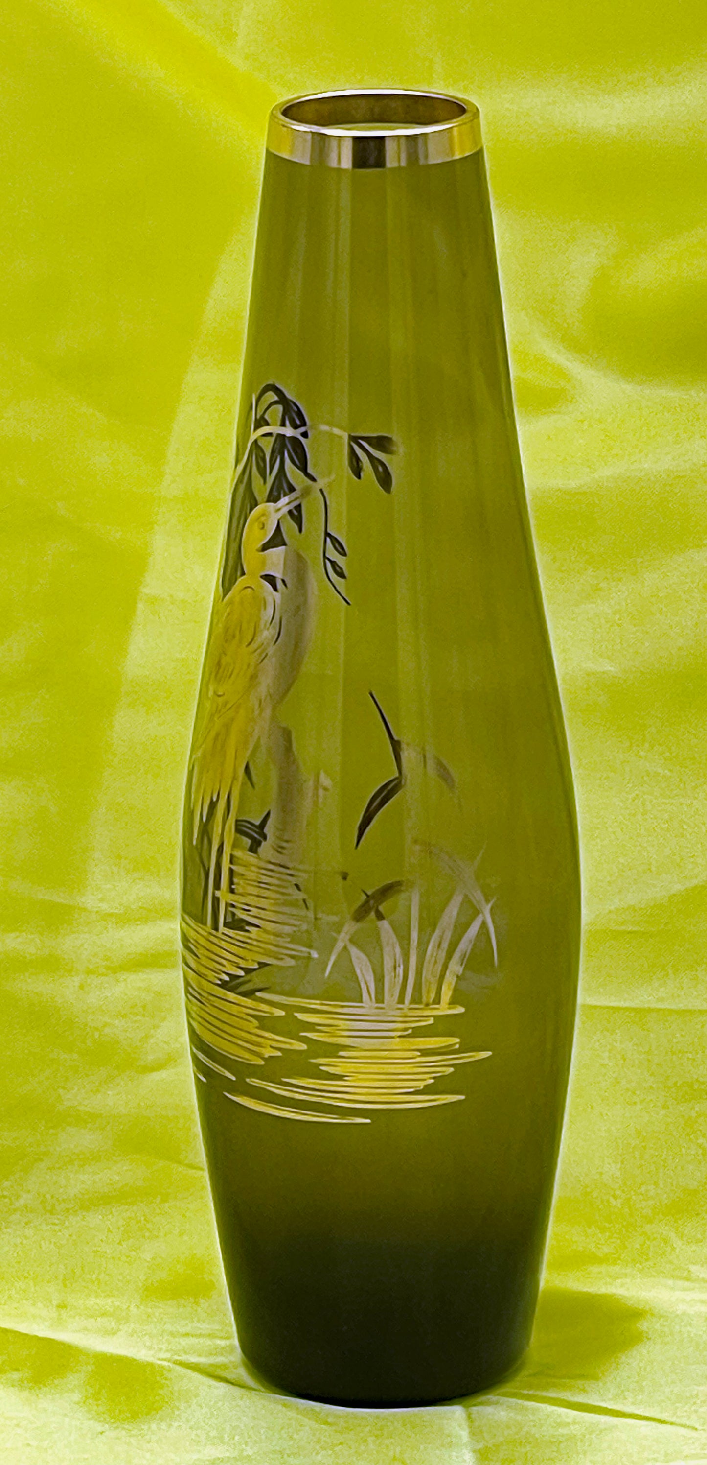 Alfred Taube green glass vase from another angle