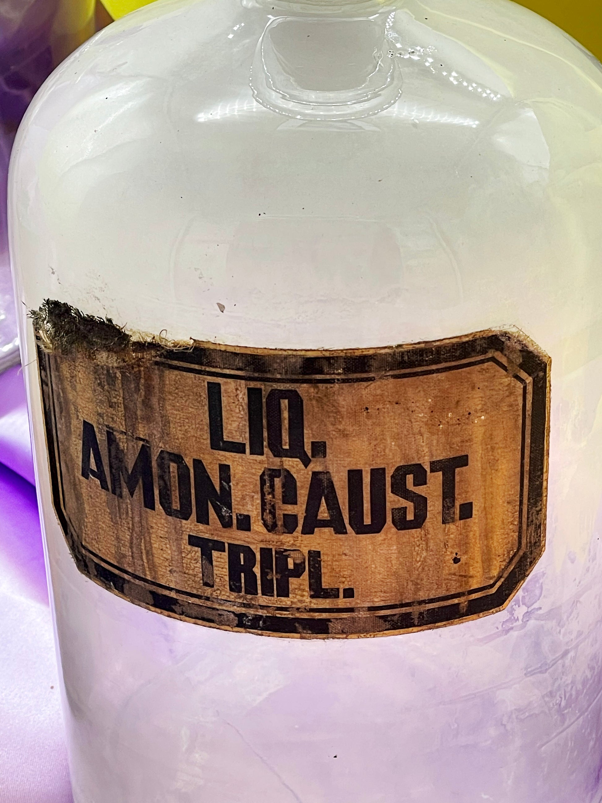 Amber pharmacy glass bottles with ground-glass stoppers