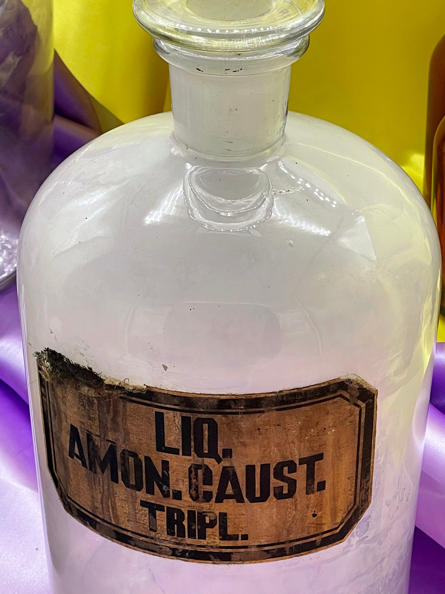 Large clear laboratory bottle embossed Schwefelsaeure roh arsenfrei
