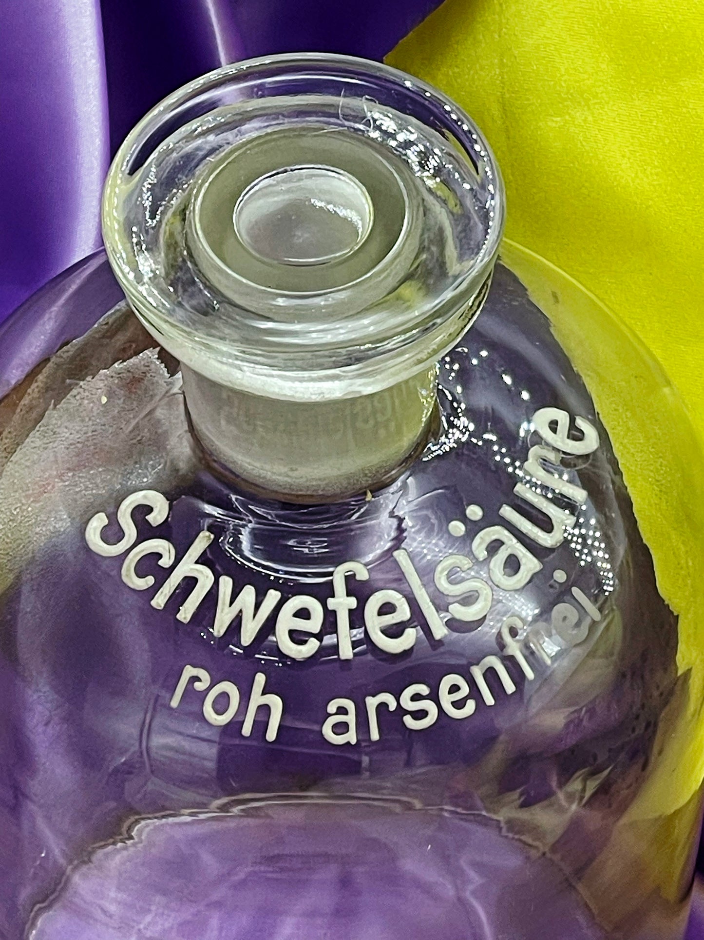 Amber vintage German apothecary bottles detail