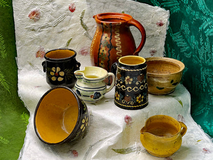 Charming Set of 7 Old Handcrafted Ceramics