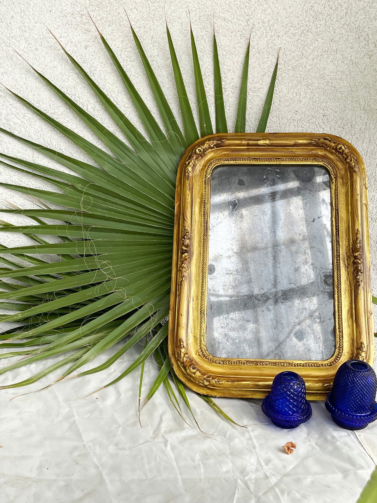 [SOLD] 19th Century French Gilded Mirror with Silvered Glass Patina – Louis Philippe Style