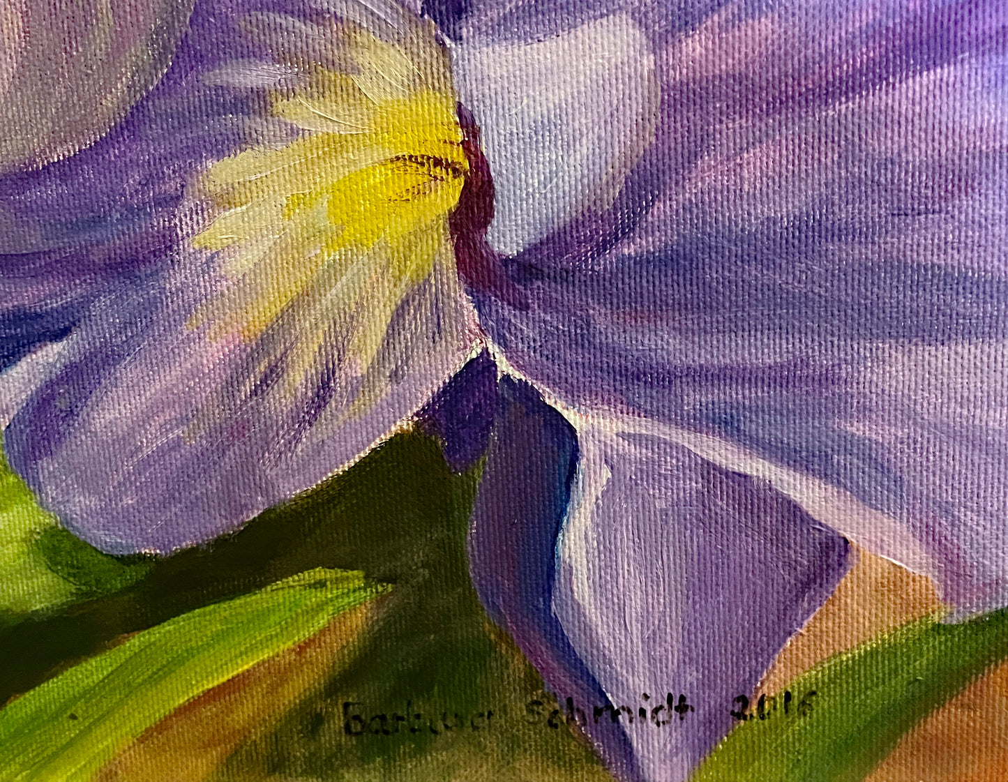 Pair of Original Floral Oil Paintings on Canvas – Large Decorative Botanical Artworks in White Frames