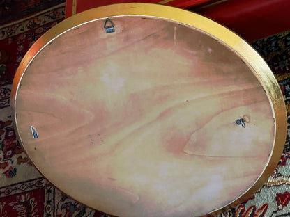 Antique Oval Faceted Crystal Mirror with Ornate Gilt Frame – Hand-Chiselled Decorative Frame, 56 × 66 cm