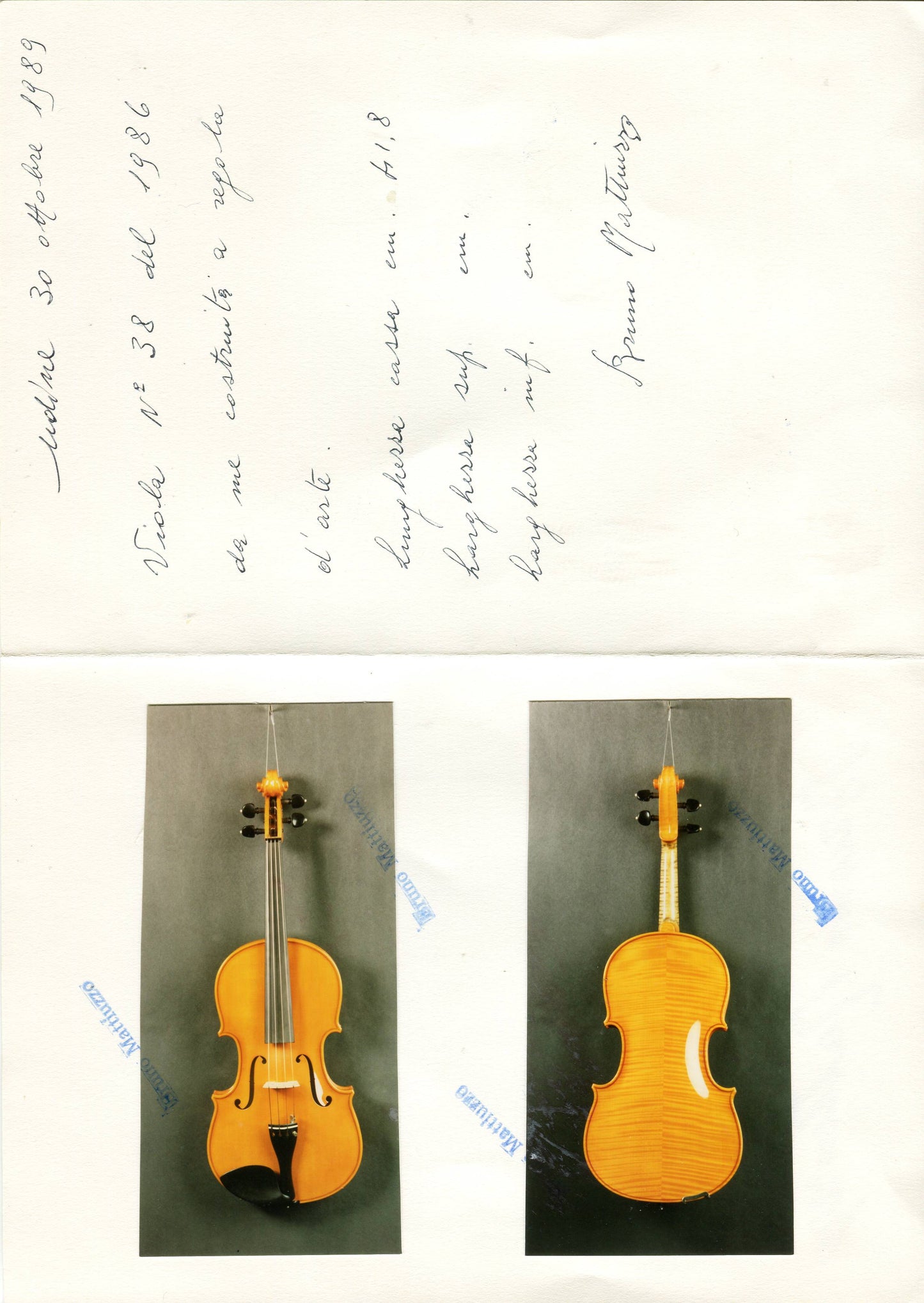 Fine Italian Viola by Bruno Mattiuzzo – with Certificate