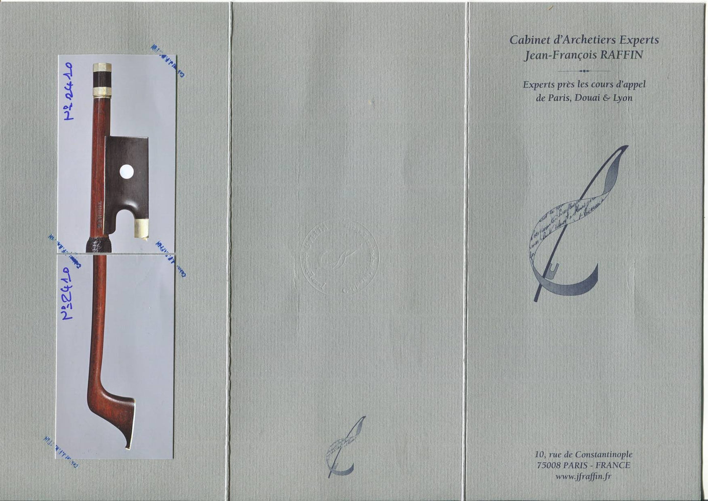 C.N. Bazin Violin Bow – Branded “Tourte”, Certified by Raffin