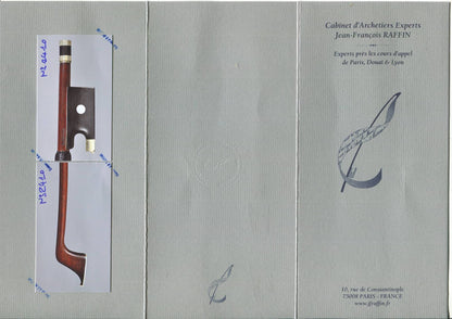 C.N. Bazin Violin Bow – Branded “Tourte”, Certified by Raffin