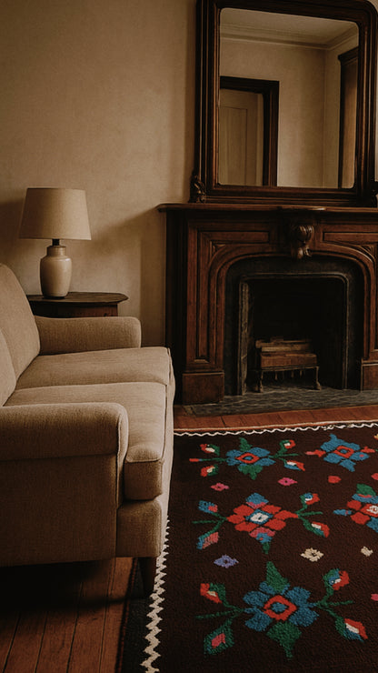 Colorful Handwoven Transylvanian Wool Rug