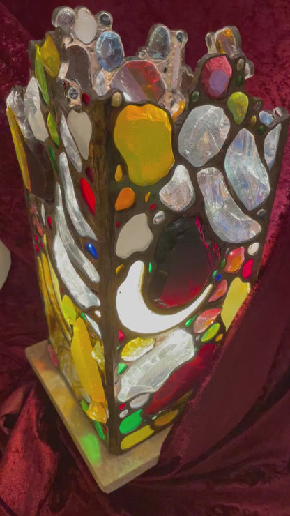 One-of-a-kind Artist-Crafted Table Lamp with Mouth-Blown “Glass Nuggets”